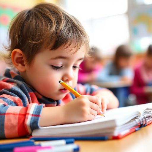 Student writing in a notebook